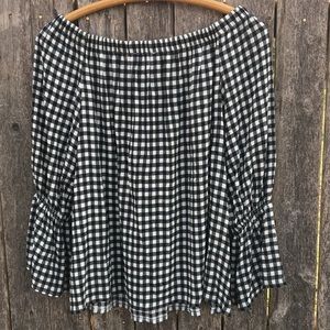 SANCTUARY Black & White off-shoulder w Bell Sleeve NWOT